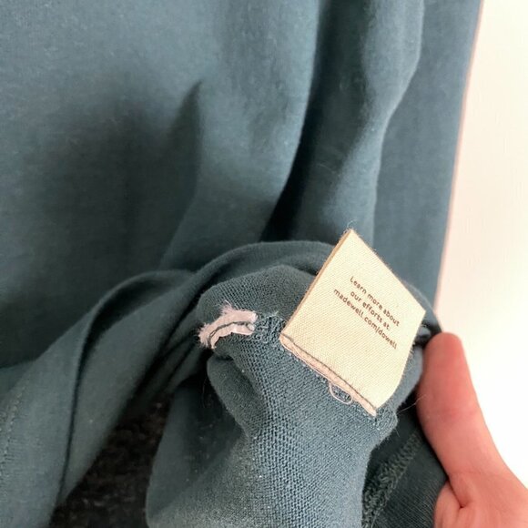 Madewell Button Sleeve Turtleneck Long Sleeve Shirt Womens XS Green Oversized - Picture 5 of 7